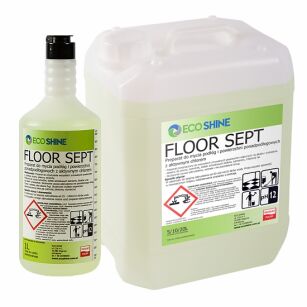 ECO SHINE FLOOR SEPT 10L  Pianowy preparat z aktywnym chlorem do mycia podłóg i wybielania organicznych zanieczyszczeń na schodach i podłogach.