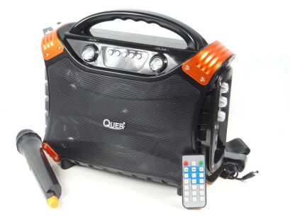 Quer KOM0837 Przenośny aktywny zestaw głośnikowy Quer z funkcją MP3, Bluetooth, radio FM oraz funkcją Karaoke