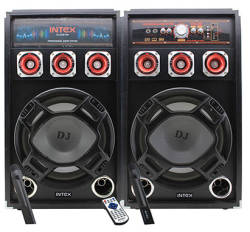 Intex DJ-220K Aktywne kolumny głośnikowe  |  2x60 W  |  Radio FM  |  2 X MIKROFON  |  USB