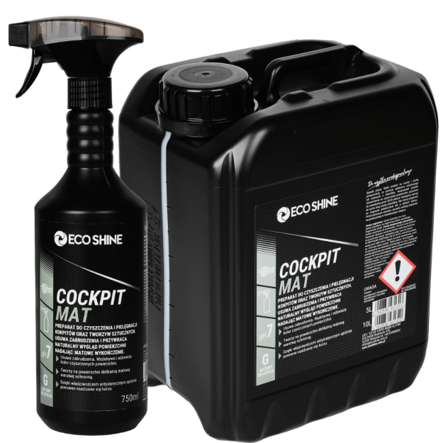 ECO SHINE COCKPIT MAT 5L Preparat do czyszczenia i pielęgnacji deski rozdzielczej, plastików i elementów gumowych wewnątrz pojazdu