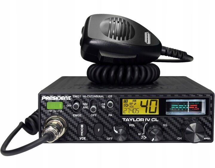 PRESIDENT TAYLOR IV CL CARBON 12/24V  Radio CB z USB