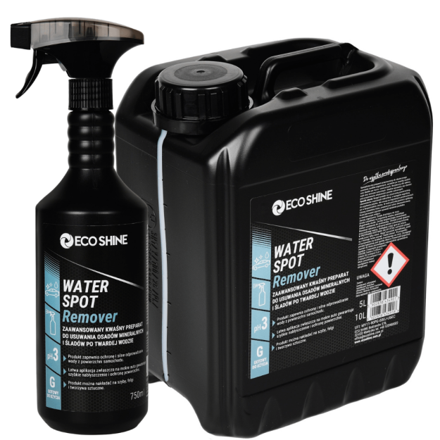 ECO SHINE WATER SPOT REMOVER  5L Specjalistyczny preparat do usuwania osadów wapiennych, zacieków po twardej wodzie oraz śladów po myciu i zraszaczach
